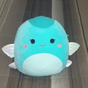 Squishmallows Teal Bette The Flying Fish Pillow 11"